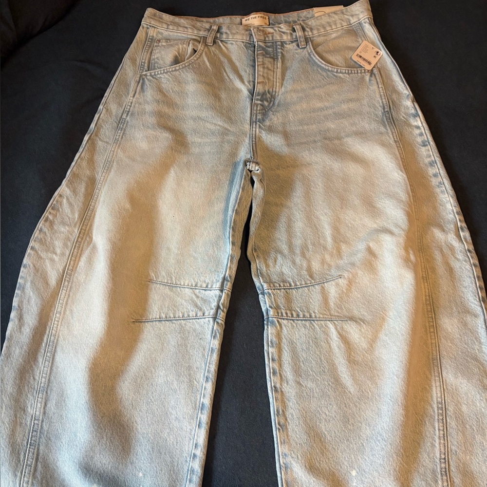 Free People Light Wash Wide Leg Jeans